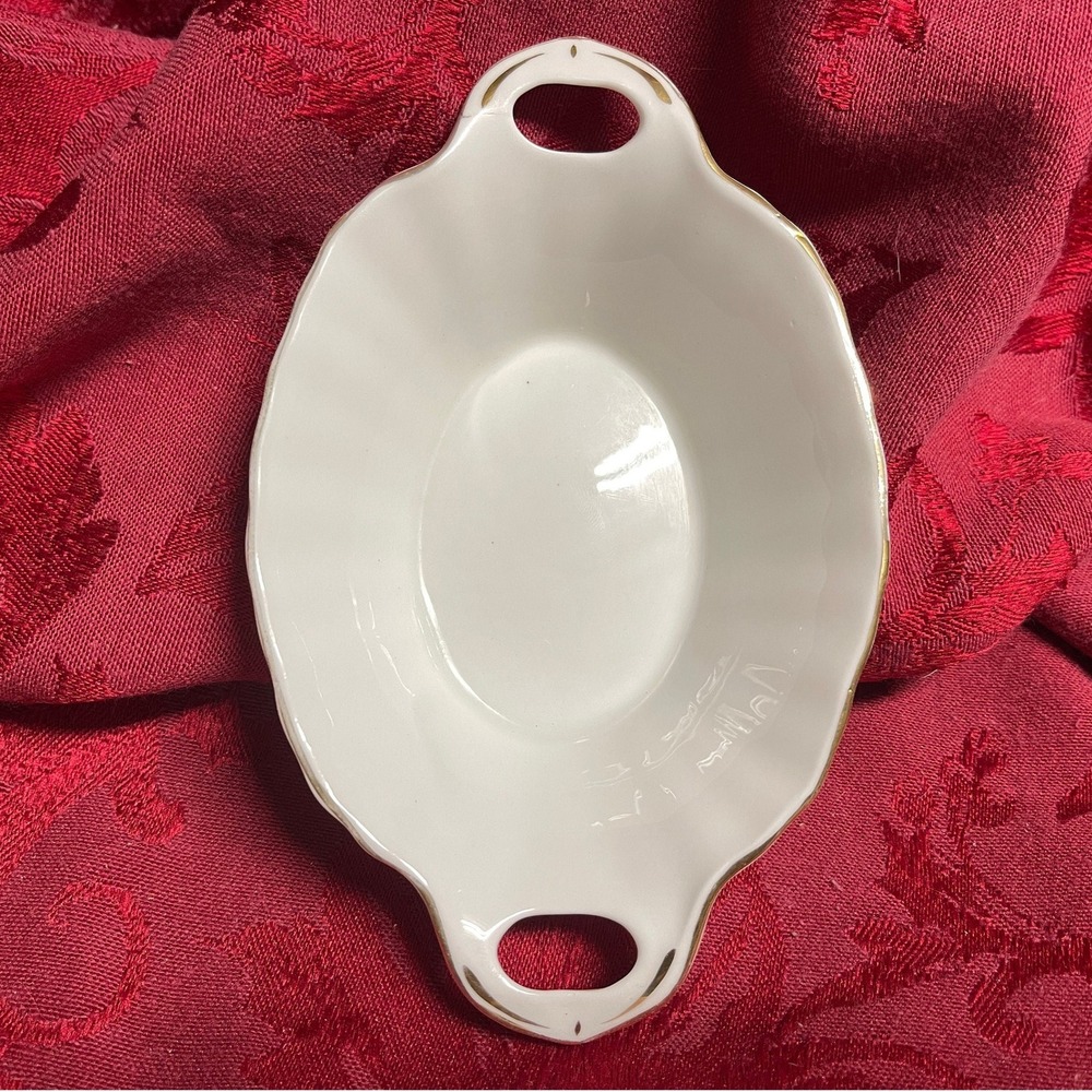 Royal Albert Val D'or White Gold Trim Bone China 2 Handle Sweetmeat Dish England - Picture 3 of 10